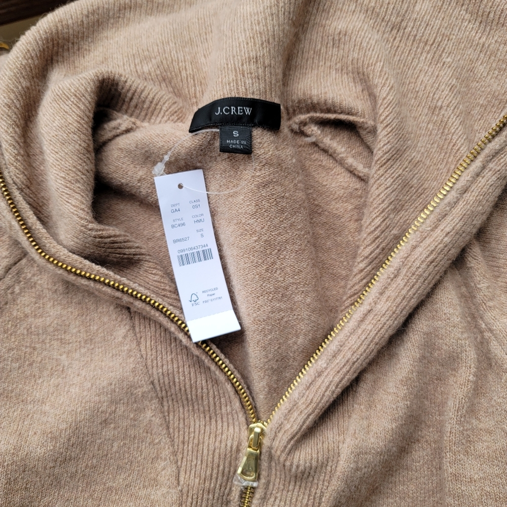 NEW J. Crew Half Zip Sweater Midi Dress Supersoft Yarn Tan sz S, M - Picture 6 of 12
